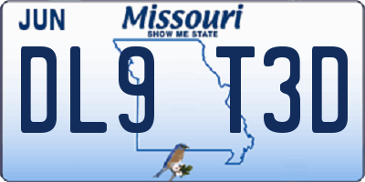 MO license plate DL9T3D