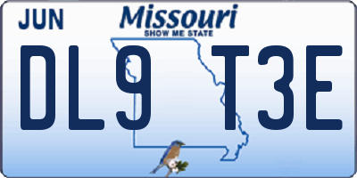 MO license plate DL9T3E