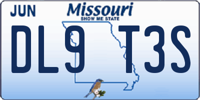 MO license plate DL9T3S