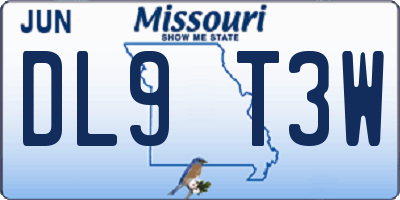 MO license plate DL9T3W
