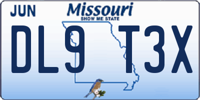 MO license plate DL9T3X