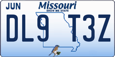 MO license plate DL9T3Z
