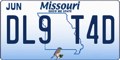 MO license plate DL9T4D