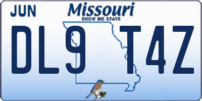 MO license plate DL9T4Z