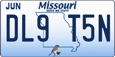 MO license plate DL9T5N