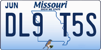 MO license plate DL9T5S