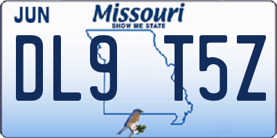 MO license plate DL9T5Z