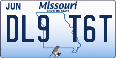 MO license plate DL9T6T