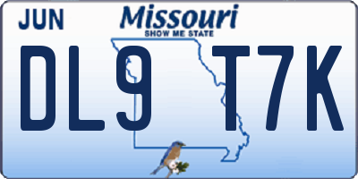 MO license plate DL9T7K