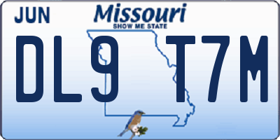 MO license plate DL9T7M