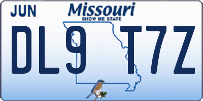 MO license plate DL9T7Z