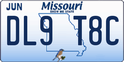 MO license plate DL9T8C