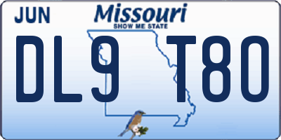 MO license plate DL9T8O