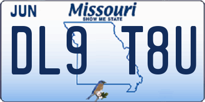 MO license plate DL9T8U