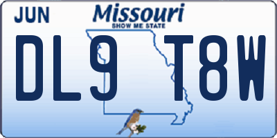 MO license plate DL9T8W