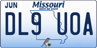 MO license plate DL9U0A