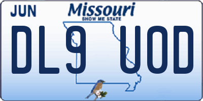 MO license plate DL9U0D