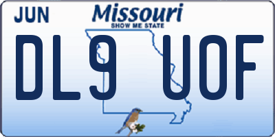 MO license plate DL9U0F