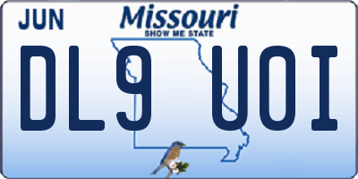 MO license plate DL9U0I