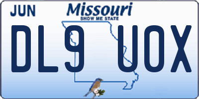 MO license plate DL9U0X