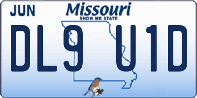 MO license plate DL9U1D