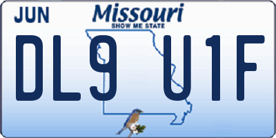 MO license plate DL9U1F