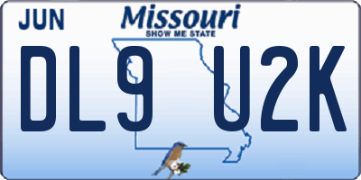 MO license plate DL9U2K