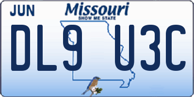 MO license plate DL9U3C