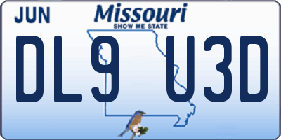 MO license plate DL9U3D