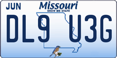 MO license plate DL9U3G