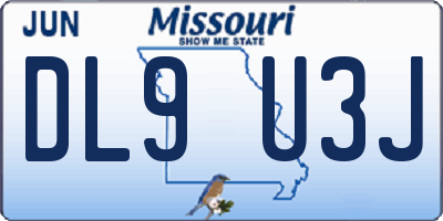 MO license plate DL9U3J