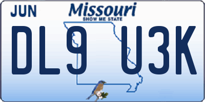 MO license plate DL9U3K