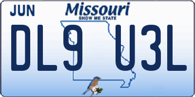 MO license plate DL9U3L