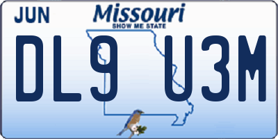 MO license plate DL9U3M