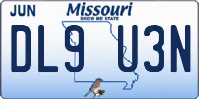 MO license plate DL9U3N