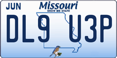MO license plate DL9U3P