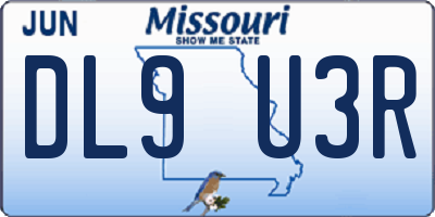 MO license plate DL9U3R