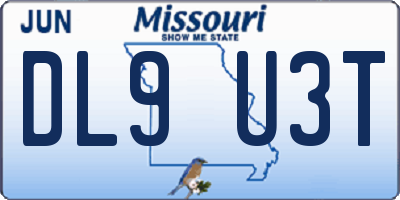 MO license plate DL9U3T