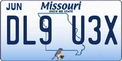 MO license plate DL9U3X