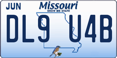 MO license plate DL9U4B