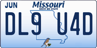 MO license plate DL9U4D