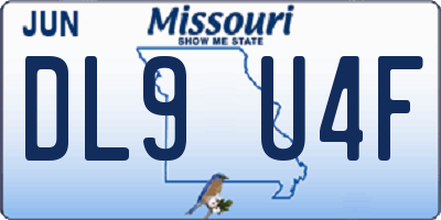 MO license plate DL9U4F