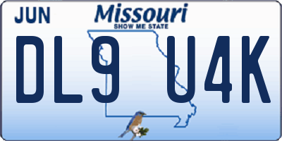 MO license plate DL9U4K