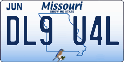 MO license plate DL9U4L