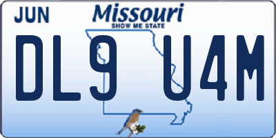 MO license plate DL9U4M