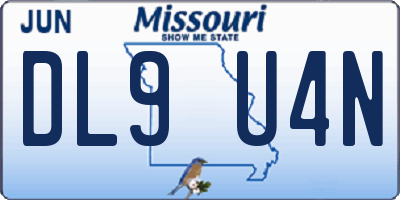 MO license plate DL9U4N