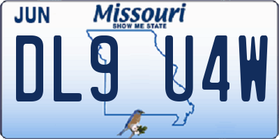 MO license plate DL9U4W