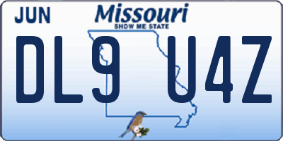 MO license plate DL9U4Z