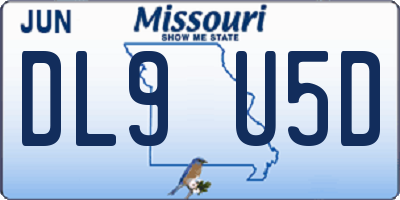 MO license plate DL9U5D