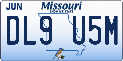 MO license plate DL9U5M